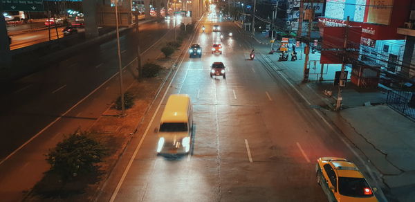High angle view of traffic on city street