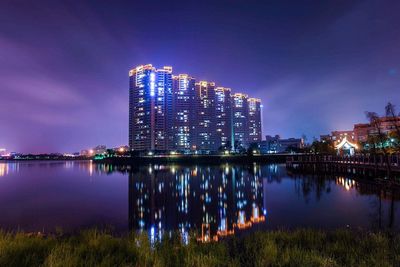 City lit up at night