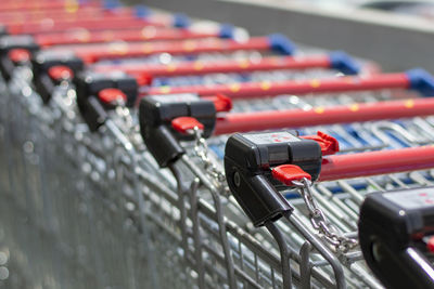 Close-up of shopping carts