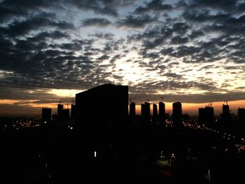 View of city at sunset