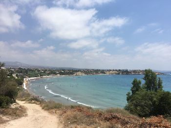 High angle view of beach against sky