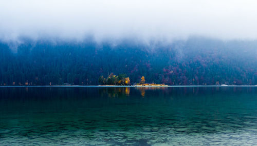 Scenic view of lake against sky