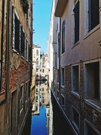 Canal amidst buildings against sky