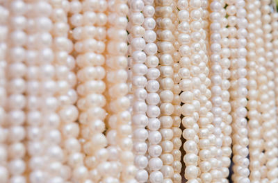Full frame shot of pearl necklaces