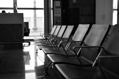 Empty chairs in office lobby