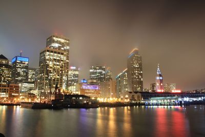 Illuminated city at night