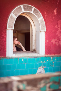 Portrait of woman relaxing outdoors