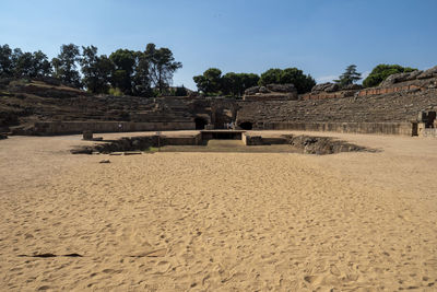 View of old ruin on sand