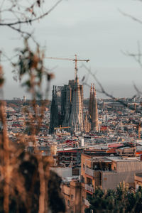 High angle view of cityscape against sky