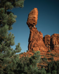 Low angle view of rock formation against sky