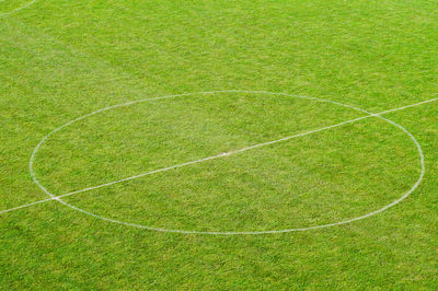 High angle view of soccer field