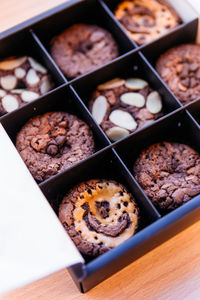 High angle view of dessert in plate on table