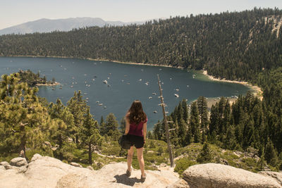 Woman standing on mountain