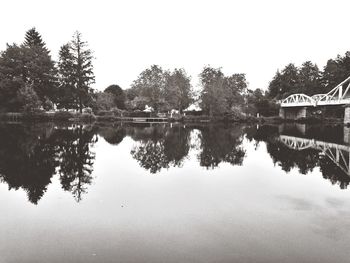 Reflection of trees in calm lake