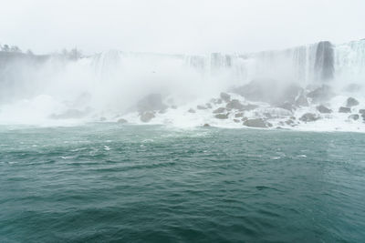Scenic view of sea against clear sky