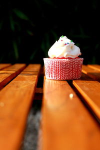 Close-up of cup cake on table