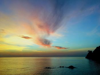 Scenic view of sea against sky during sunset