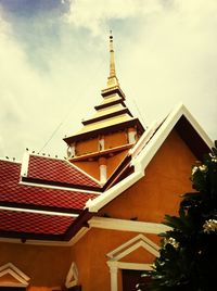 Low angle view of temple against sky