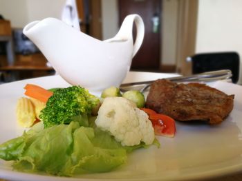 Close-up of meal served in plate