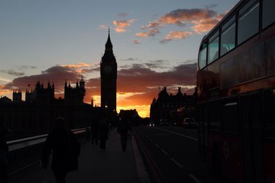 Buildings at sunset