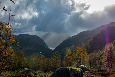 Scenic view of mountains against sky