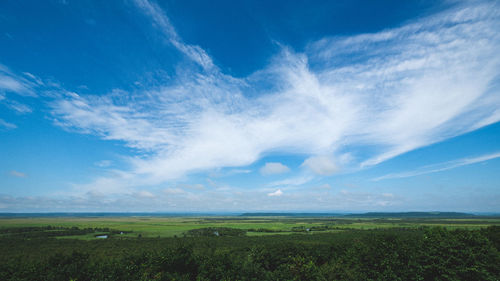 Scenic view of land against sky