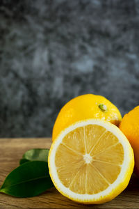 Close-up of lemon on table