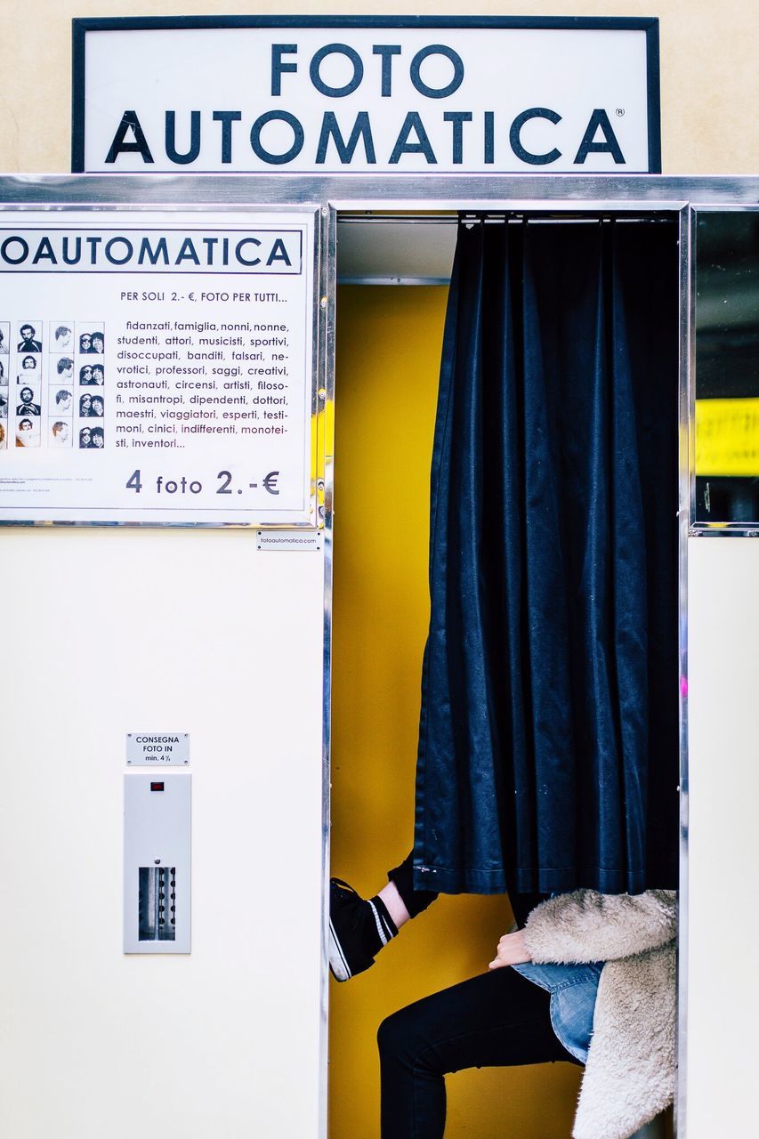 text, communication, door, retail, day, no people, store, yellow, hanging, outdoors, close-up