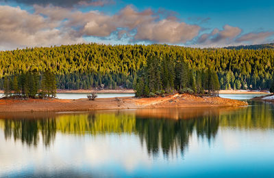 Scenic view of lake against sky