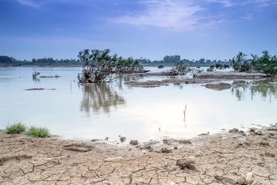 Scenic view of lake against sky