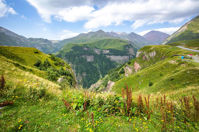 Scenic view of mountains against sky
