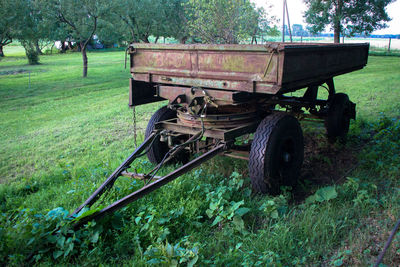 Tractor on grassy field