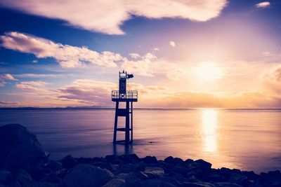 Scenic view of sea at sunset