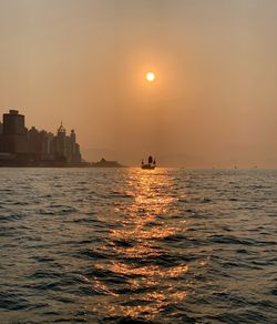 Scenic view of sea against sky during sunset