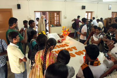 Group of people at market