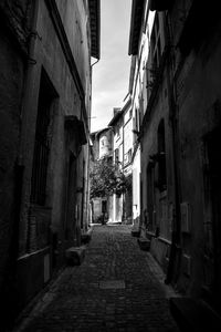 Narrow alley amidst buildings in city