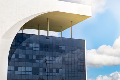 Low angle view of modern building against sky