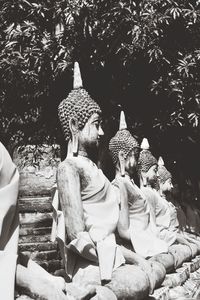 Statue of buddha against trees