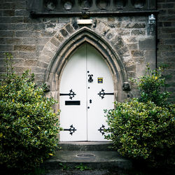 Closed door of building