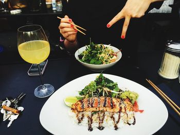 Close-up of served food on plate