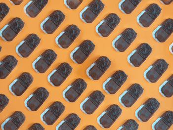 High angle view of orange candies