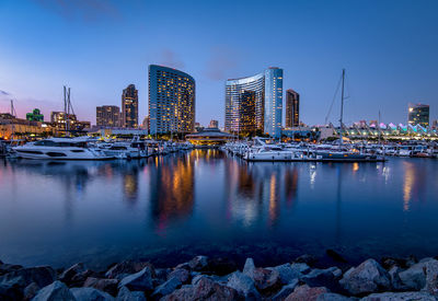 San diego, california, july 5, 2021 - evening shot  at the san diego marina and embarcadero 