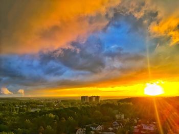 Scenic view of landscape against sky during sunset
