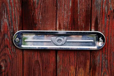 Close-up of metal on old door