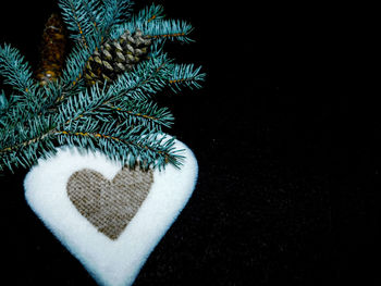 Close-up of heart shape on snow