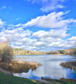 View of lake against cloudy sky