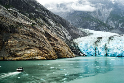 Towards the dawes glacier in endicott arm, alaska.