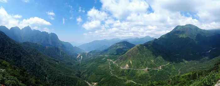 Panoramic view of mountains against sky