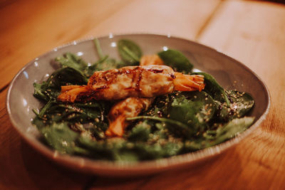 High angle view of meal served in bowl