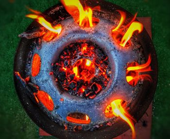 Close-up of bonfire at night